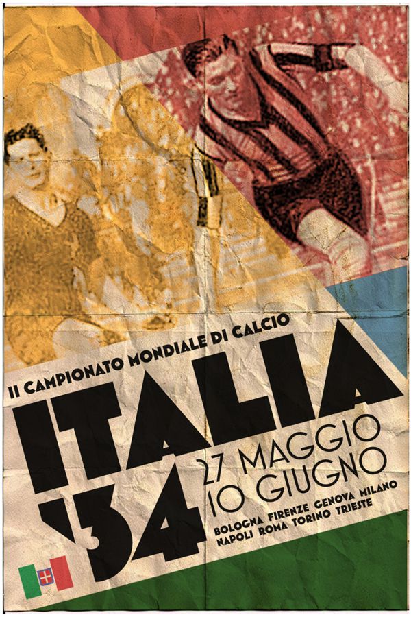Italy 1934 world cup fifa redesigned official poster illustation