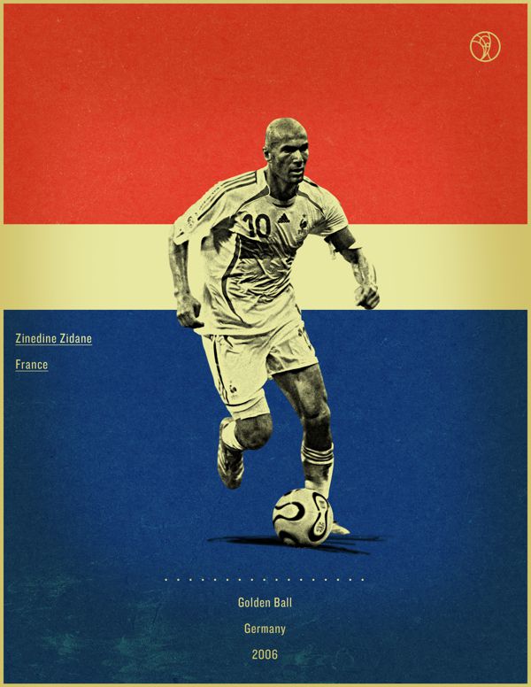 world cup fifa golden ball winner poster illustation Zindeine Zidane Germany 2006