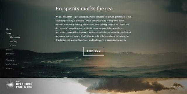 The Offshore Partners site below on which the side navigation further breaks into sub-menus while scrolling