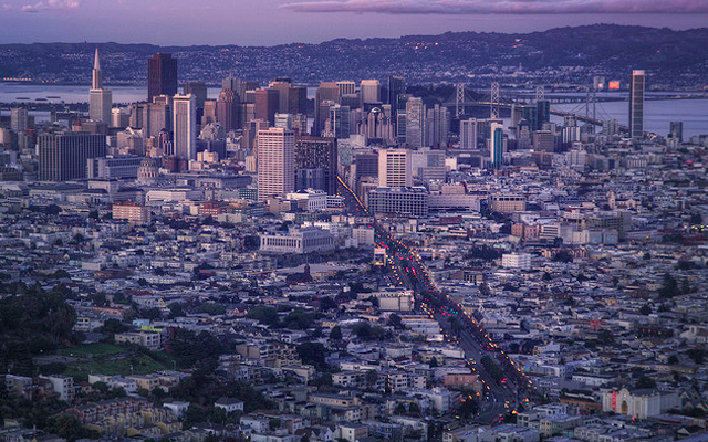 San Francisco city streets at dusk