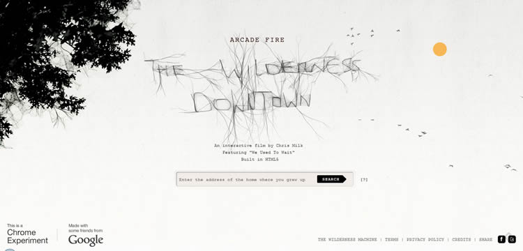 Arcade Fire: The Wilderness Downtown is an inspiring HTML5 Website